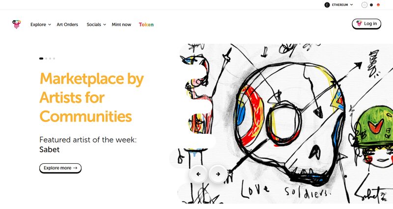 Endemic NFT art marketplace homepage