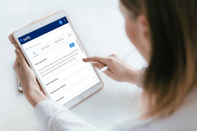 Swiftly telehealth app on a tablet
